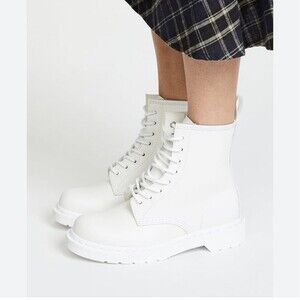 Dr. Martens Women's 1460 Mono White Leather Combat Boots, Sz 7